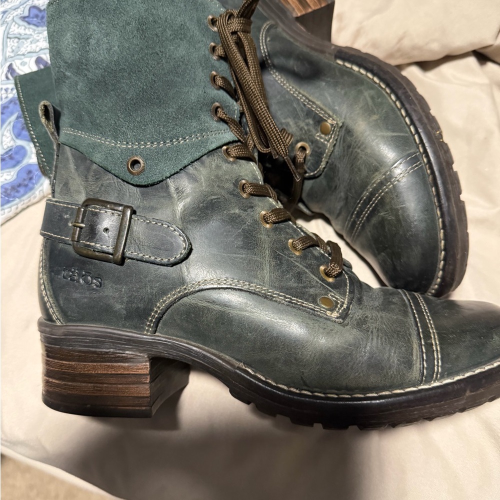 Taos Footwear Green and Brown Ankle Boots - Picture 3 of 3